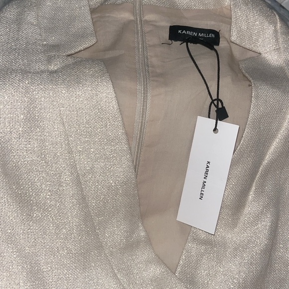 KAREN MILLEN Tailored Linen Metallic Notch Neck Maxi Dress - Picture 7 of 7